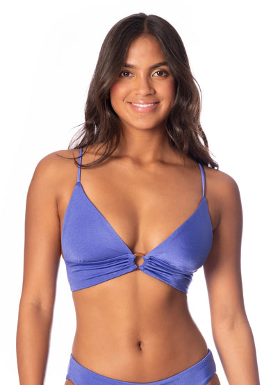 Perrywinkle Shine Long Line Triangle Bikini Top