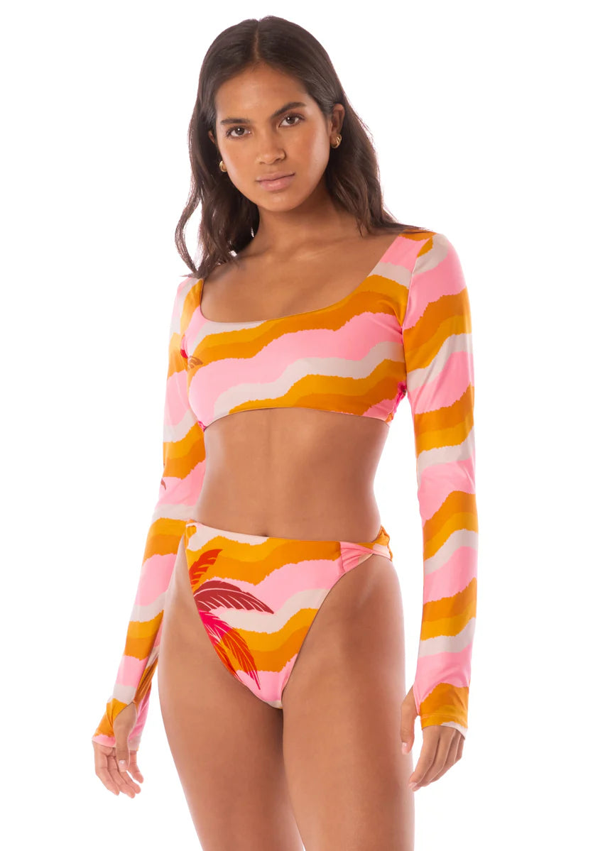 Paradiso Waves Bestie Long Sleeve Crop Top Bikini Top