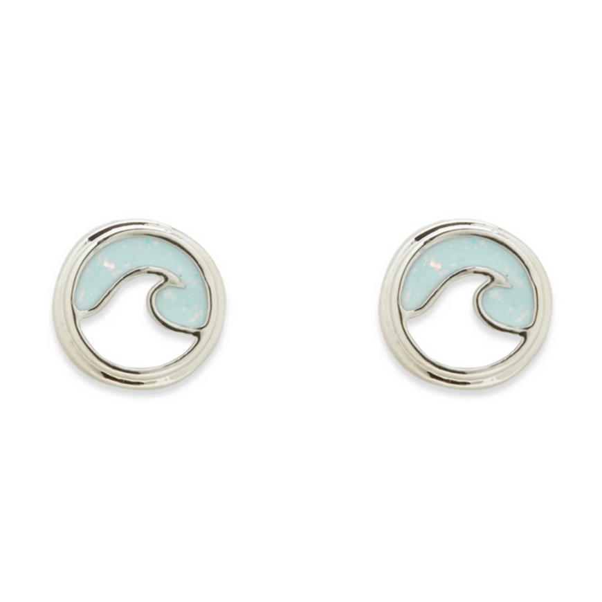 Opal Enamel Wave Stud Earring