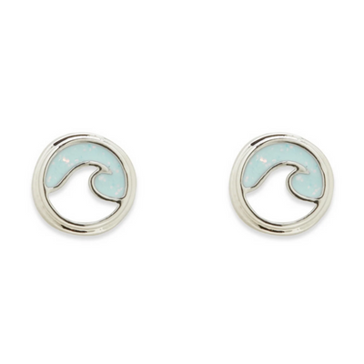 Opal Enamel Wave Stud Earring